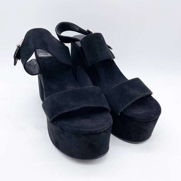 Jeffrey Campbell Women's Moody Black Suede Lofty Platform Sandals Size 9.5 - Picture 1 of 9